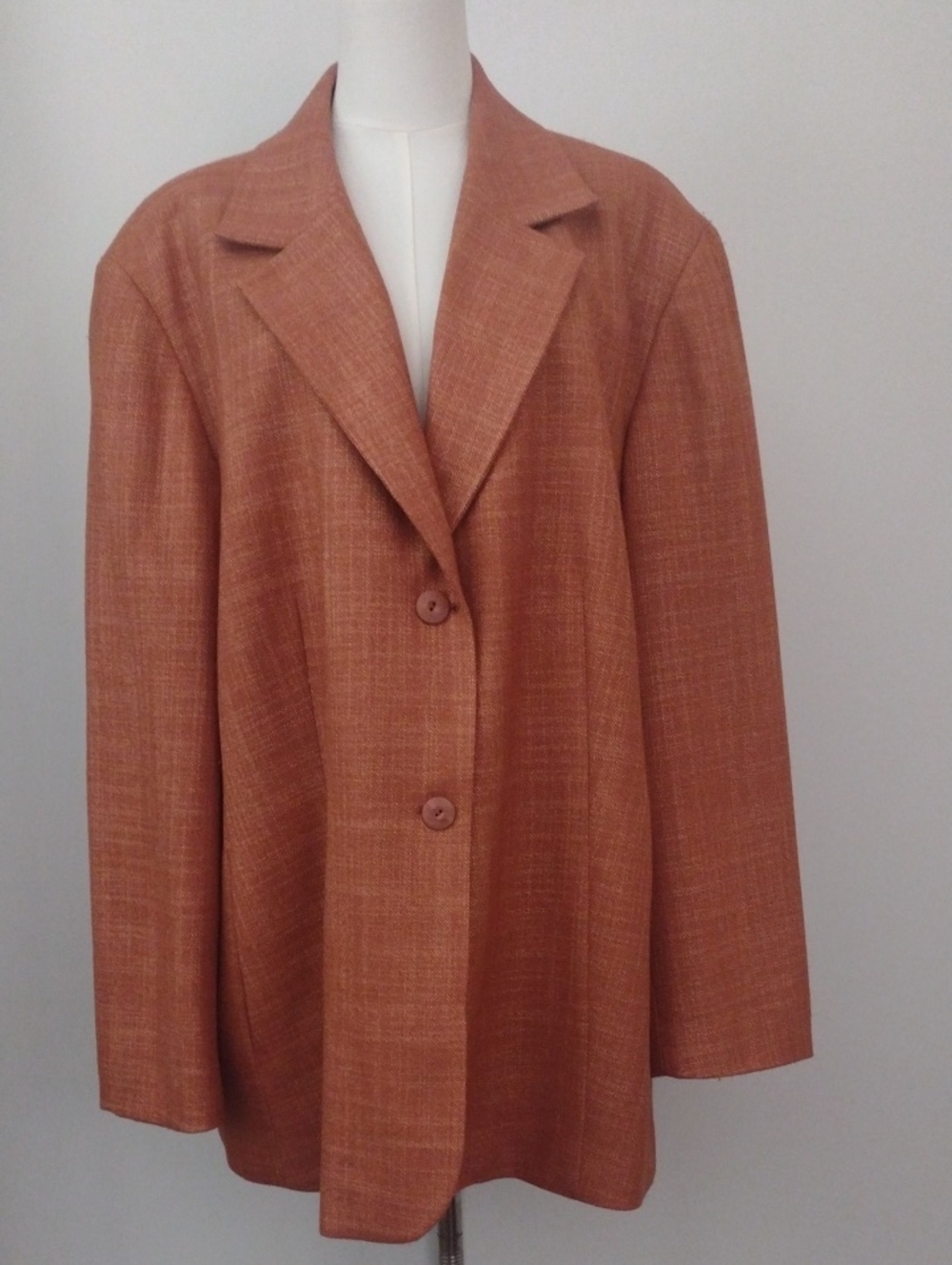 Austin Reed Wms 22W Rust-Orange Two-Button Blazer Wool Silk Blend